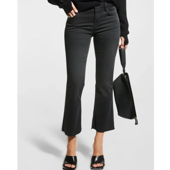 Frame NWT $225 Black Wash Le Crop Mini Boot Kerry sz 27 KRRY jeans - Picture 1 of 9